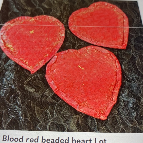 3 patches blood red beaded hearts Lot - Picture 4 of 4